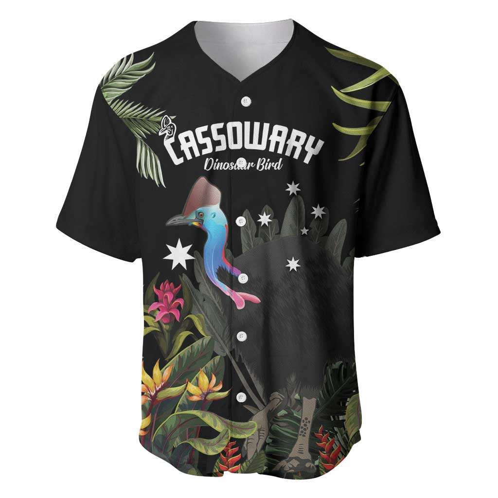 Personalised Australia Cassowary Baseball Jersey Dinosaur Bird - Rainforest Vibes