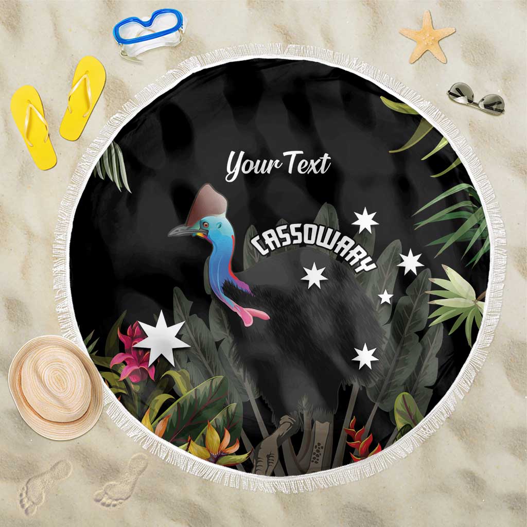 Personalised Australia Cassowary Beach Blanket Dinosaur Bird - Rainforest Vibes