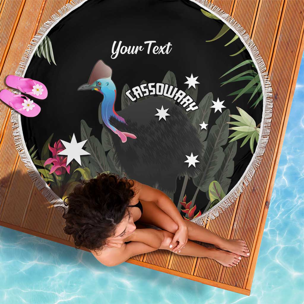 Personalised Australia Cassowary Beach Blanket Dinosaur Bird - Rainforest Vibes