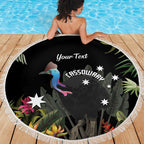 Personalised Australia Cassowary Beach Blanket Dinosaur Bird - Rainforest Vibes