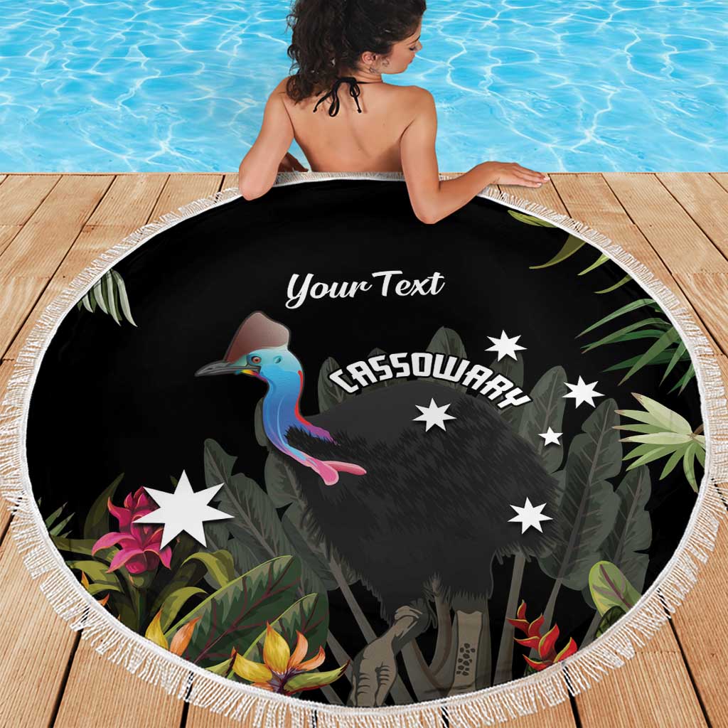 Personalised Australia Cassowary Beach Blanket Dinosaur Bird - Rainforest Vibes