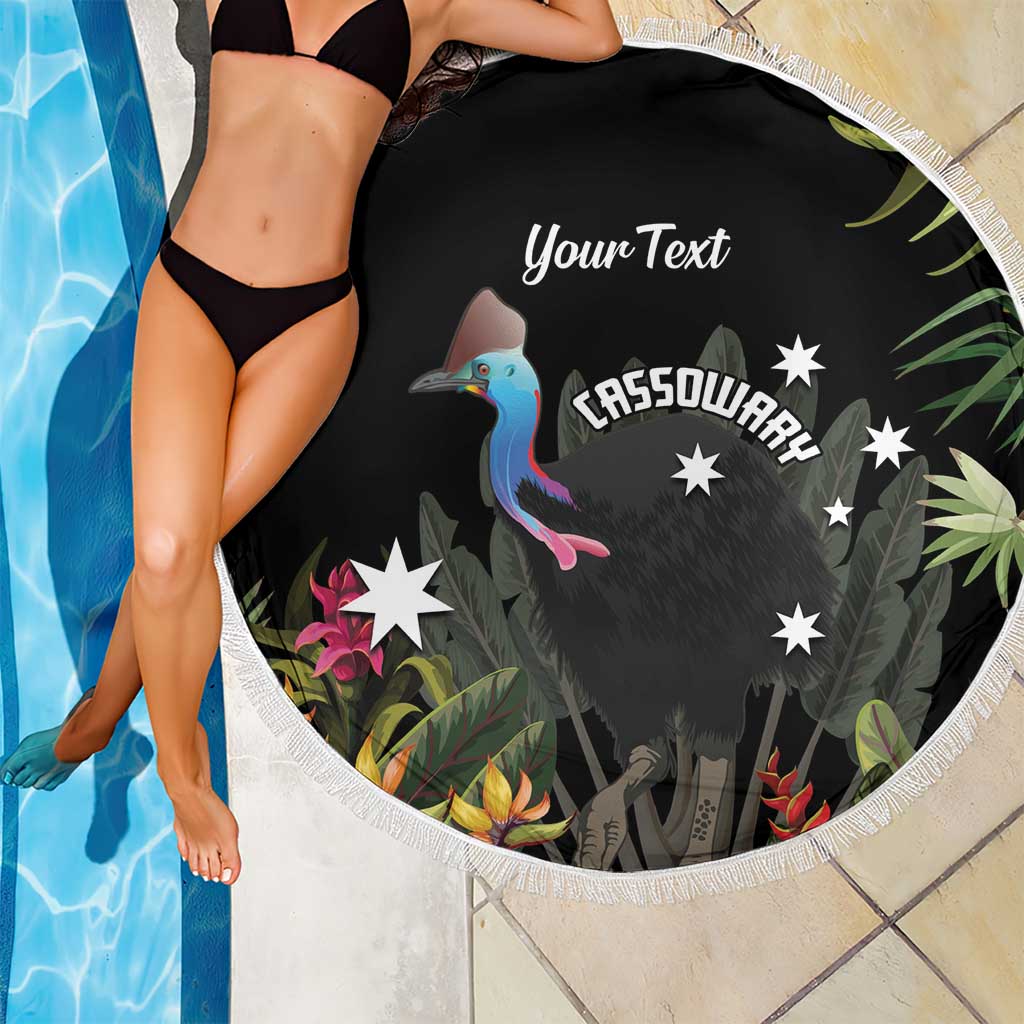 Personalised Australia Cassowary Beach Blanket Dinosaur Bird - Rainforest Vibes