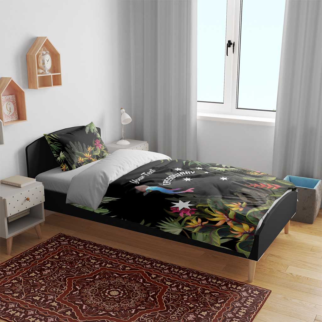 Personalised Australia Cassowary Bedding Set Dinosaur Bird - Rainforest Vibes