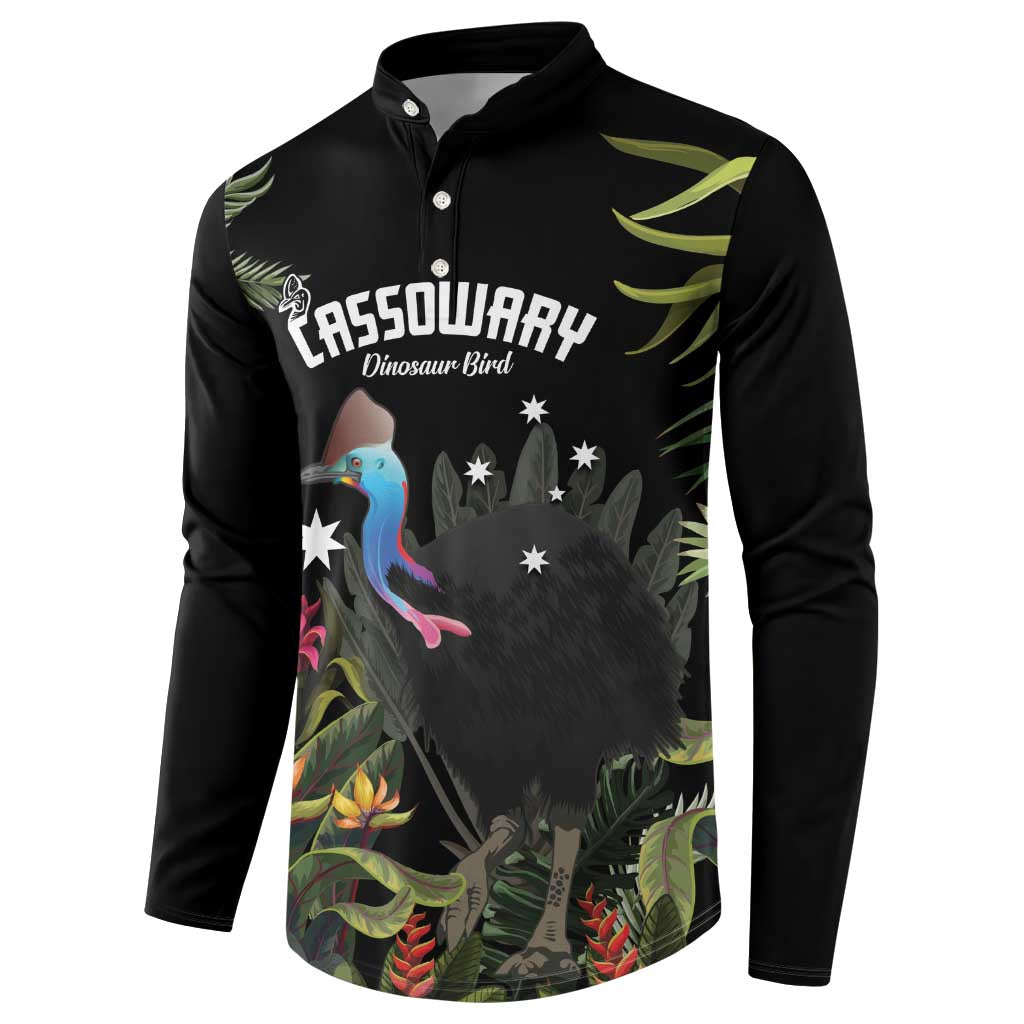 Personalised Australia Cassowary Button Sweatshirt Dinosaur Bird - Rainforest Vibes