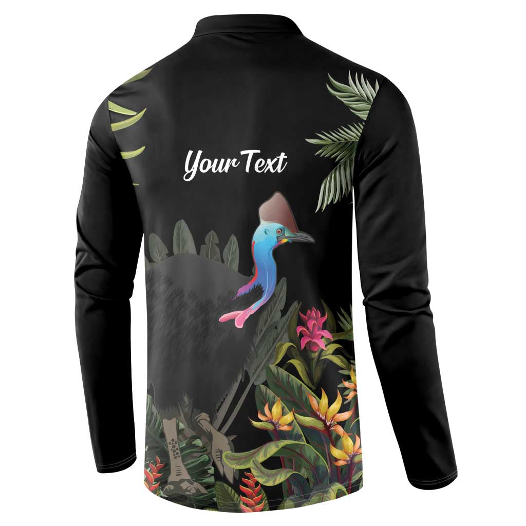 Personalised Australia Cassowary Button Sweatshirt Dinosaur Bird - Rainforest Vibes