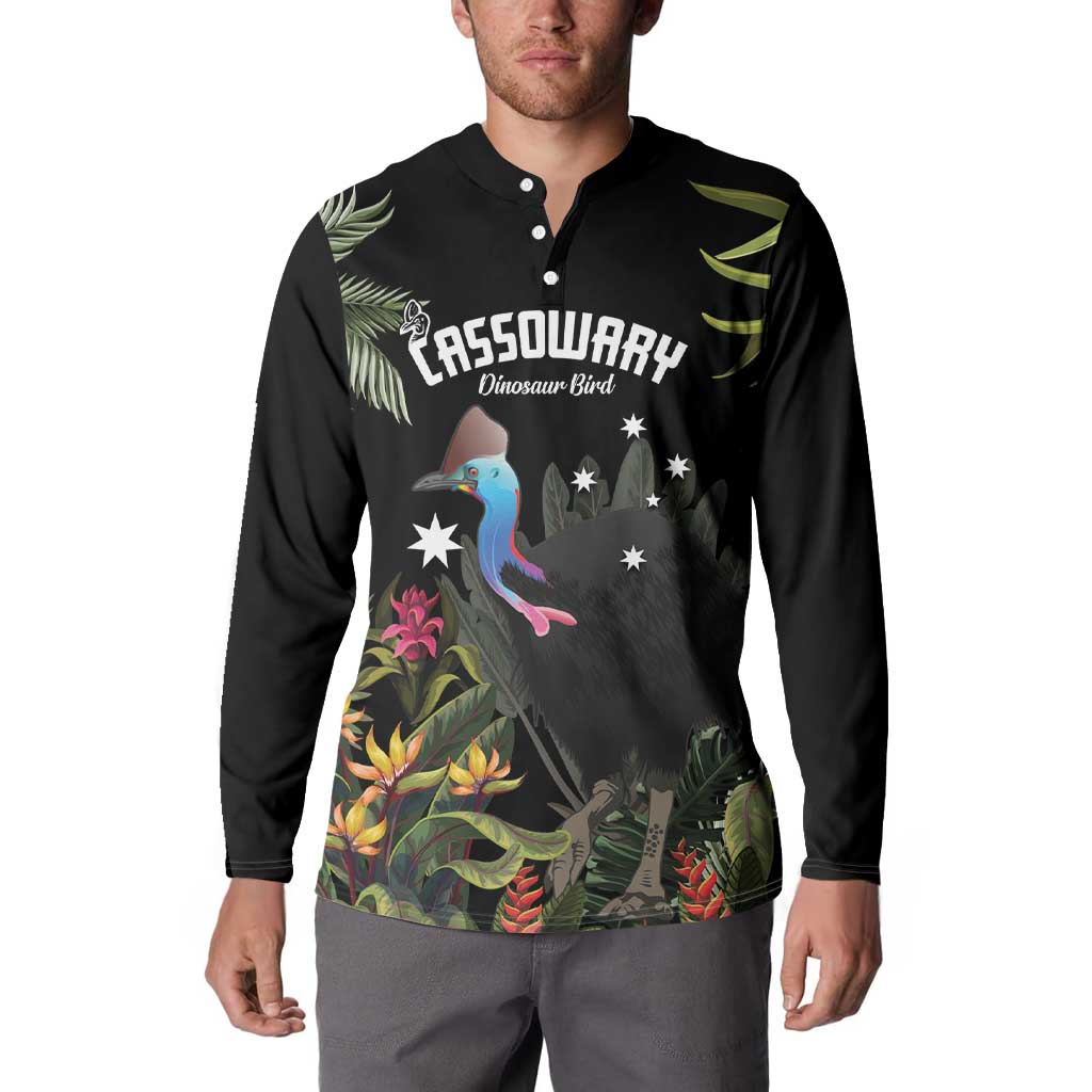 Personalised Australia Cassowary Button Sweatshirt Dinosaur Bird - Rainforest Vibes