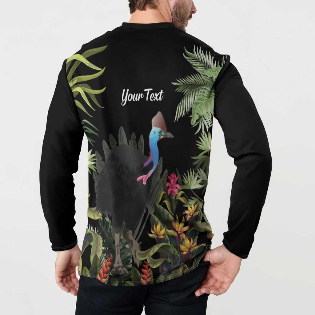 Personalised Australia Cassowary Button Sweatshirt Dinosaur Bird - Rainforest Vibes