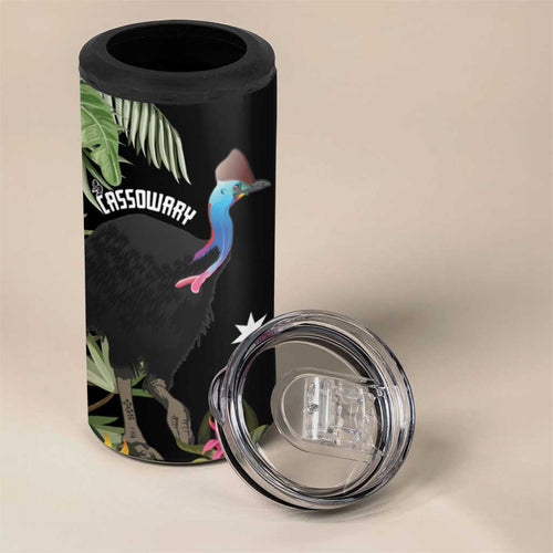Personalised Australia Cassowary 4 in 1 Can Cooler Tumbler Dinosaur Bird - Rainforest Vibes