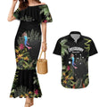 Personalised Australia Cassowary Couples Matching Mermaid Dress and Hawaiian Shirt Dinosaur Bird - Rainforest Vibes