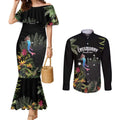 Personalised Australia Cassowary Couples Matching Mermaid Dress and Long Sleeve Button Shirt Dinosaur Bird - Rainforest Vibes