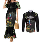 Personalised Australia Cassowary Couples Matching Mermaid Dress and Long Sleeve Button Shirt Dinosaur Bird - Rainforest Vibes