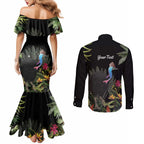 Personalised Australia Cassowary Couples Matching Mermaid Dress and Long Sleeve Button Shirt Dinosaur Bird - Rainforest Vibes