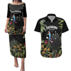 Personalised Australia Cassowary Couples Matching Puletasi and Hawaiian Shirt Dinosaur Bird - Rainforest Vibes