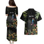 Personalised Australia Cassowary Couples Matching Puletasi and Hawaiian Shirt Dinosaur Bird - Rainforest Vibes