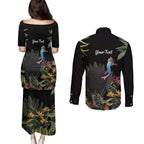 Personalised Australia Cassowary Couples Matching Puletasi and Long Sleeve Button Shirt Dinosaur Bird - Rainforest Vibes