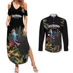 Personalised Australia Cassowary Couples Matching Summer Maxi Dress and Long Sleeve Button Shirt Dinosaur Bird - Rainforest Vibes