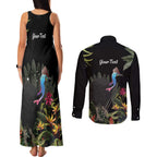 Personalised Australia Cassowary Couples Matching Tank Maxi Dress and Long Sleeve Button Shirt Dinosaur Bird - Rainforest Vibes