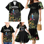 Personalised Australia Cassowary Family Matching Mermaid Dress and Hawaiian Shirt Dinosaur Bird - Rainforest Vibes