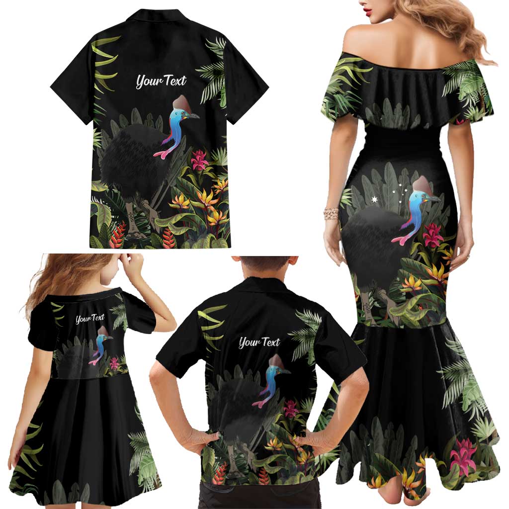 Personalised Australia Cassowary Family Matching Mermaid Dress and Hawaiian Shirt Dinosaur Bird - Rainforest Vibes