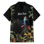 Personalised Australia Cassowary Family Matching Off The Shoulder Long Sleeve Dress and Hawaiian Shirt Dinosaur Bird - Rainforest Vibes