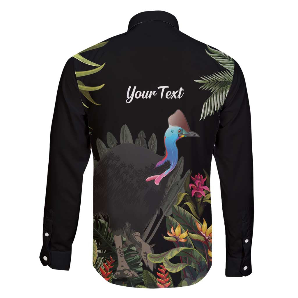 Personalised Australia Cassowary Family Matching Off Shoulder Short Dress and Hawaiian Shirt Dinosaur Bird - Rainforest Vibes