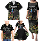 Personalised Australia Cassowary Family Matching Puletasi and Hawaiian Shirt Dinosaur Bird - Rainforest Vibes
