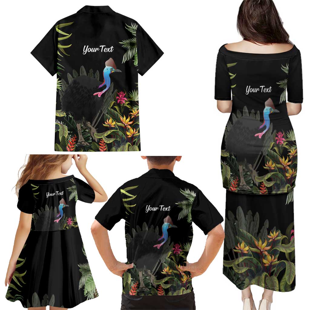 Personalised Australia Cassowary Family Matching Puletasi and Hawaiian Shirt Dinosaur Bird - Rainforest Vibes