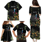 Personalised Australia Cassowary Family Matching Puletasi and Hawaiian Shirt Dinosaur Bird - Rainforest Vibes