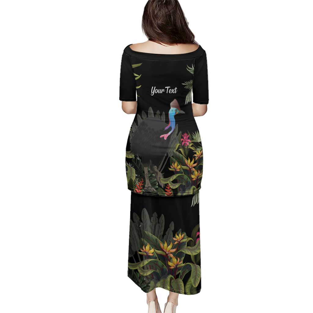 Personalised Australia Cassowary Family Matching Puletasi and Hawaiian Shirt Dinosaur Bird - Rainforest Vibes