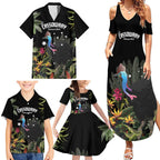 Personalised Australia Cassowary Family Matching Summer Maxi Dress and Hawaiian Shirt Dinosaur Bird - Rainforest Vibes