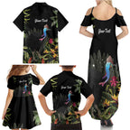 Personalised Australia Cassowary Family Matching Summer Maxi Dress and Hawaiian Shirt Dinosaur Bird - Rainforest Vibes