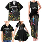Personalised Australia Cassowary Family Matching Tank Maxi Dress and Hawaiian Shirt Dinosaur Bird - Rainforest Vibes