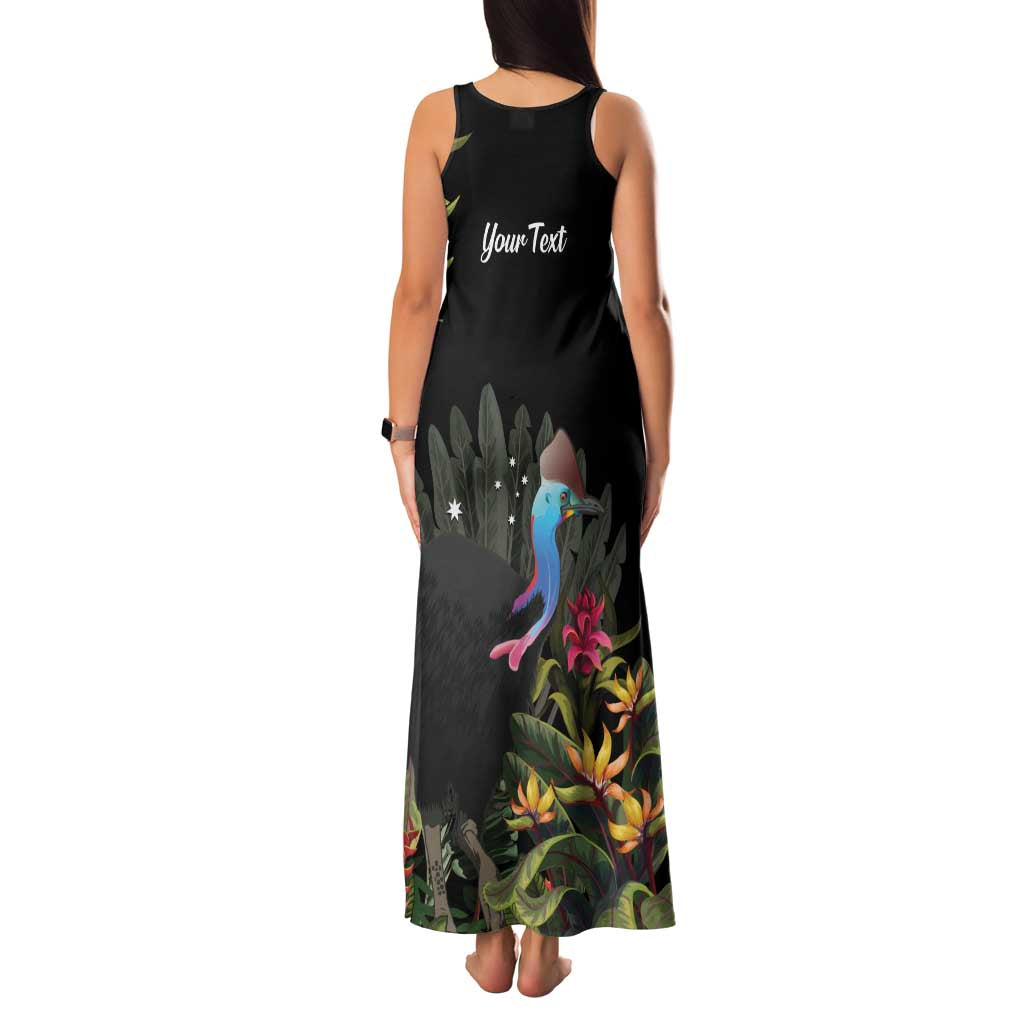 Personalised Australia Cassowary Family Matching Tank Maxi Dress and Hawaiian Shirt Dinosaur Bird - Rainforest Vibes