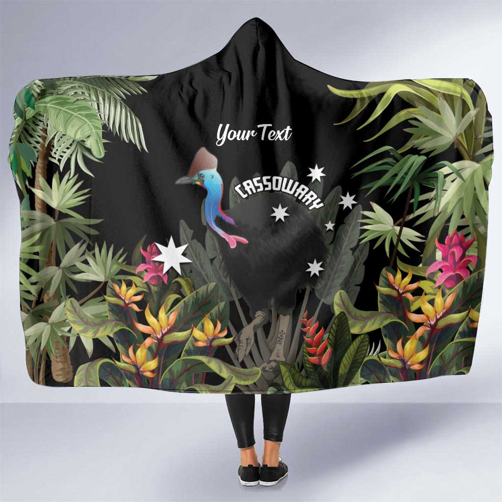 Personalised Australia Cassowary Hooded Blanket Dinosaur Bird - Rainforest Vibes