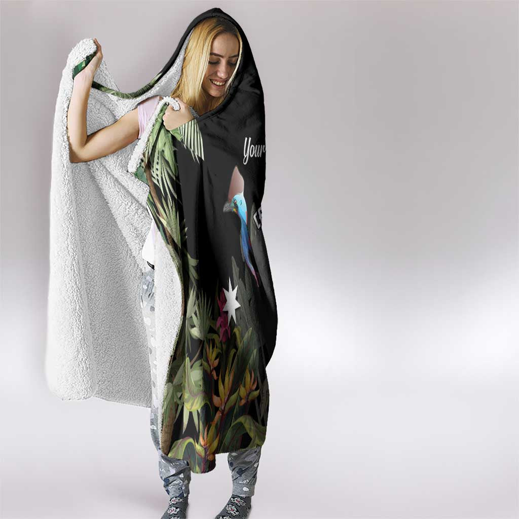 Personalised Australia Cassowary Hooded Blanket Dinosaur Bird - Rainforest Vibes