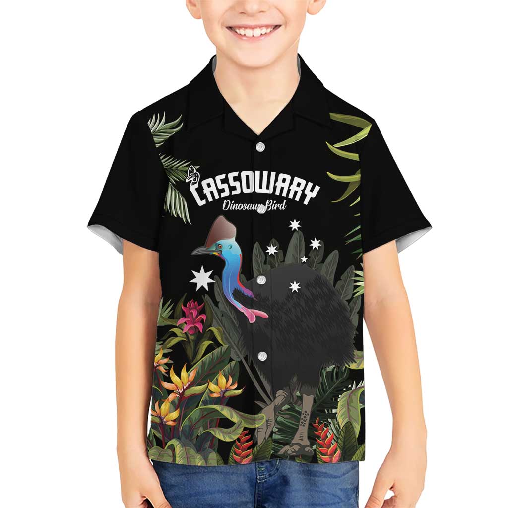 Personalised Australia Cassowary Kid Hawaiian Shirt Dinosaur Bird - Rainforest Vibes