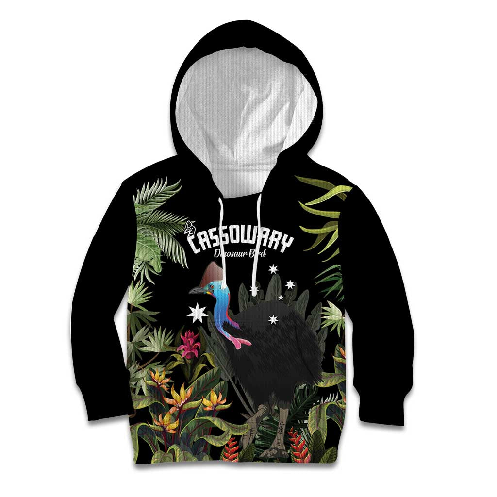 Personalised Australia Cassowary Kid Hoodie Dinosaur Bird - Rainforest Vibes