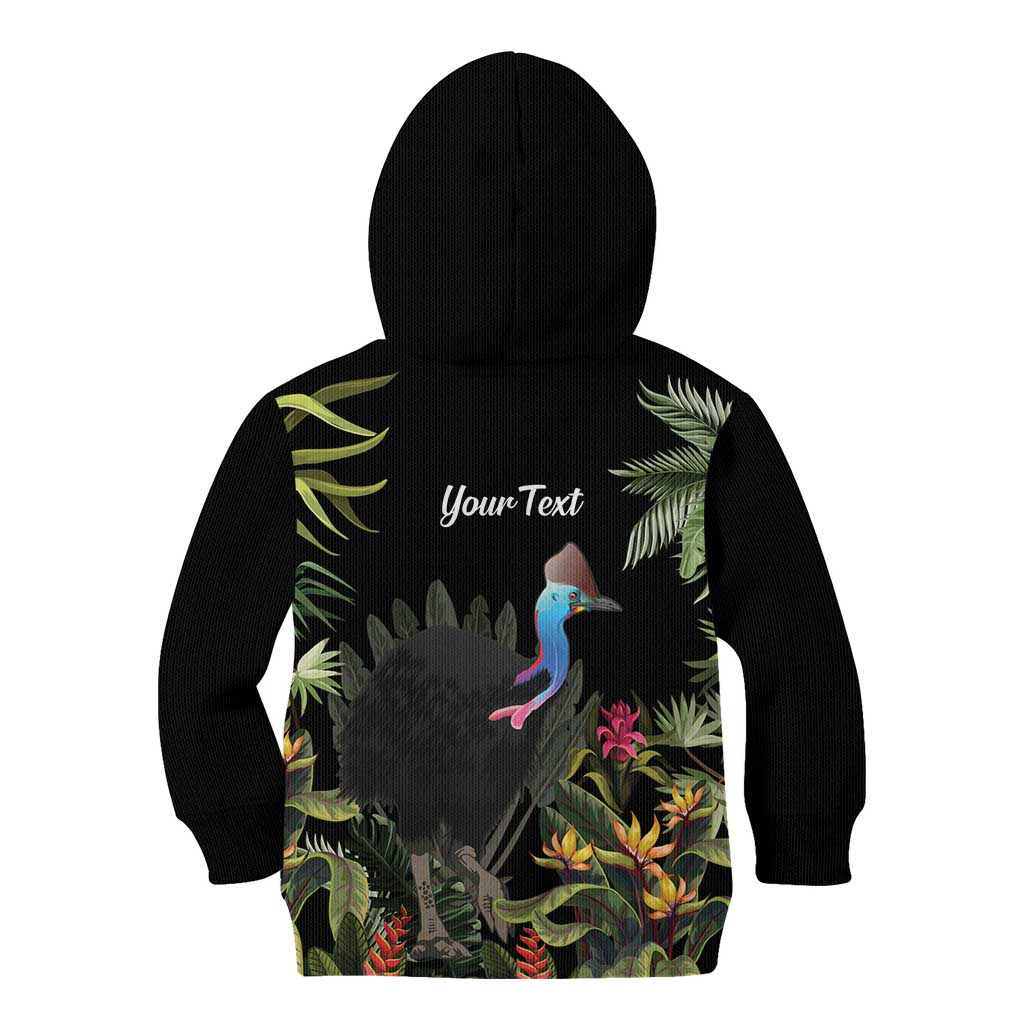 Personalised Australia Cassowary Kid Hoodie Dinosaur Bird - Rainforest Vibes