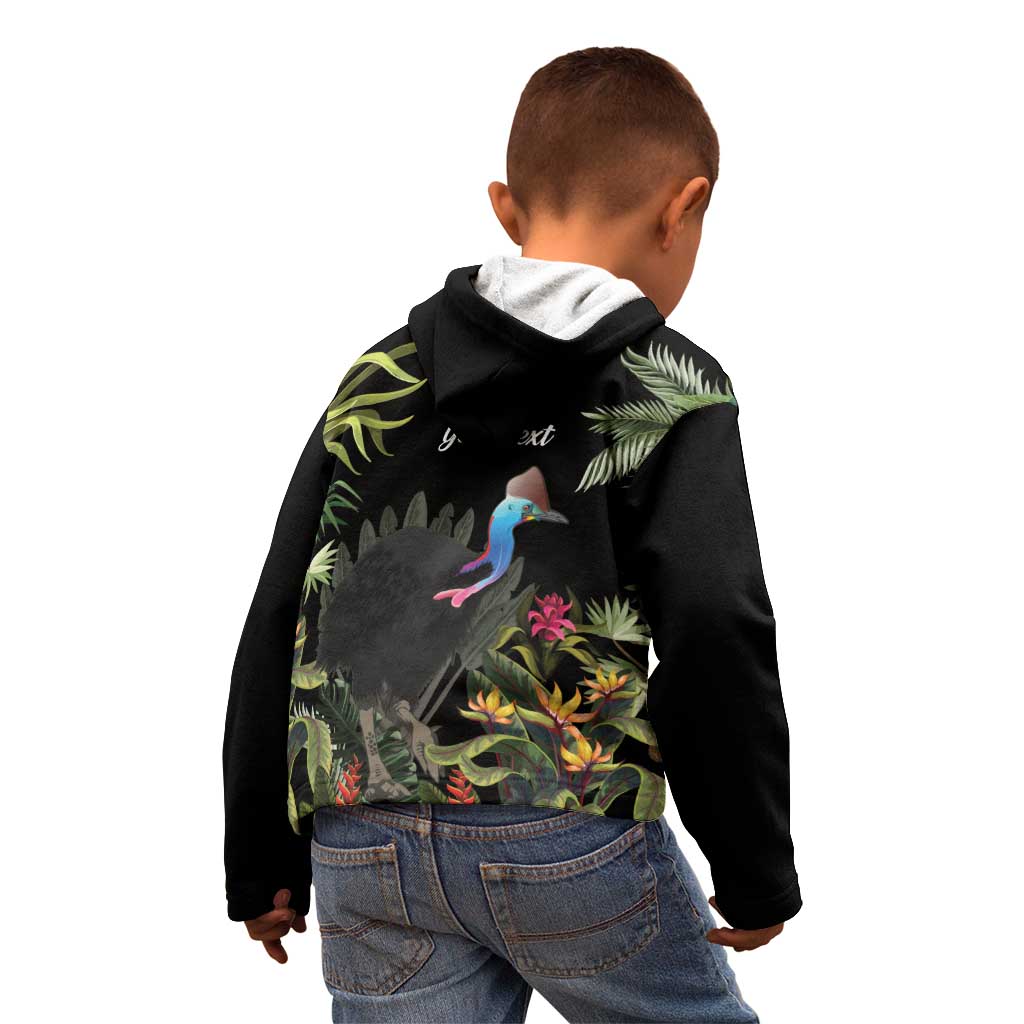 Personalised Australia Cassowary Kid Hoodie Dinosaur Bird - Rainforest Vibes