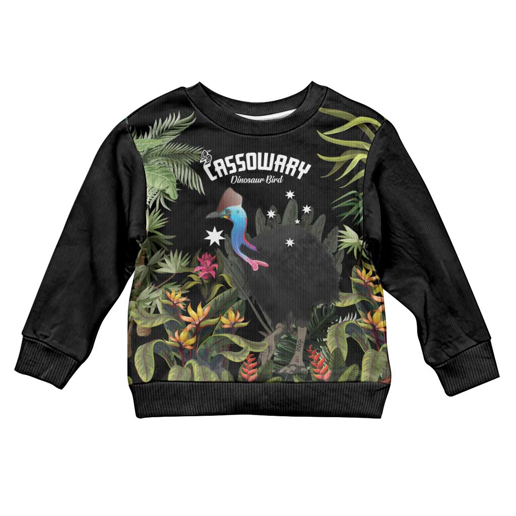 Personalised Australia Cassowary Kid Ugly Christmas Sweater Dinosaur Bird - Rainforest Vibes