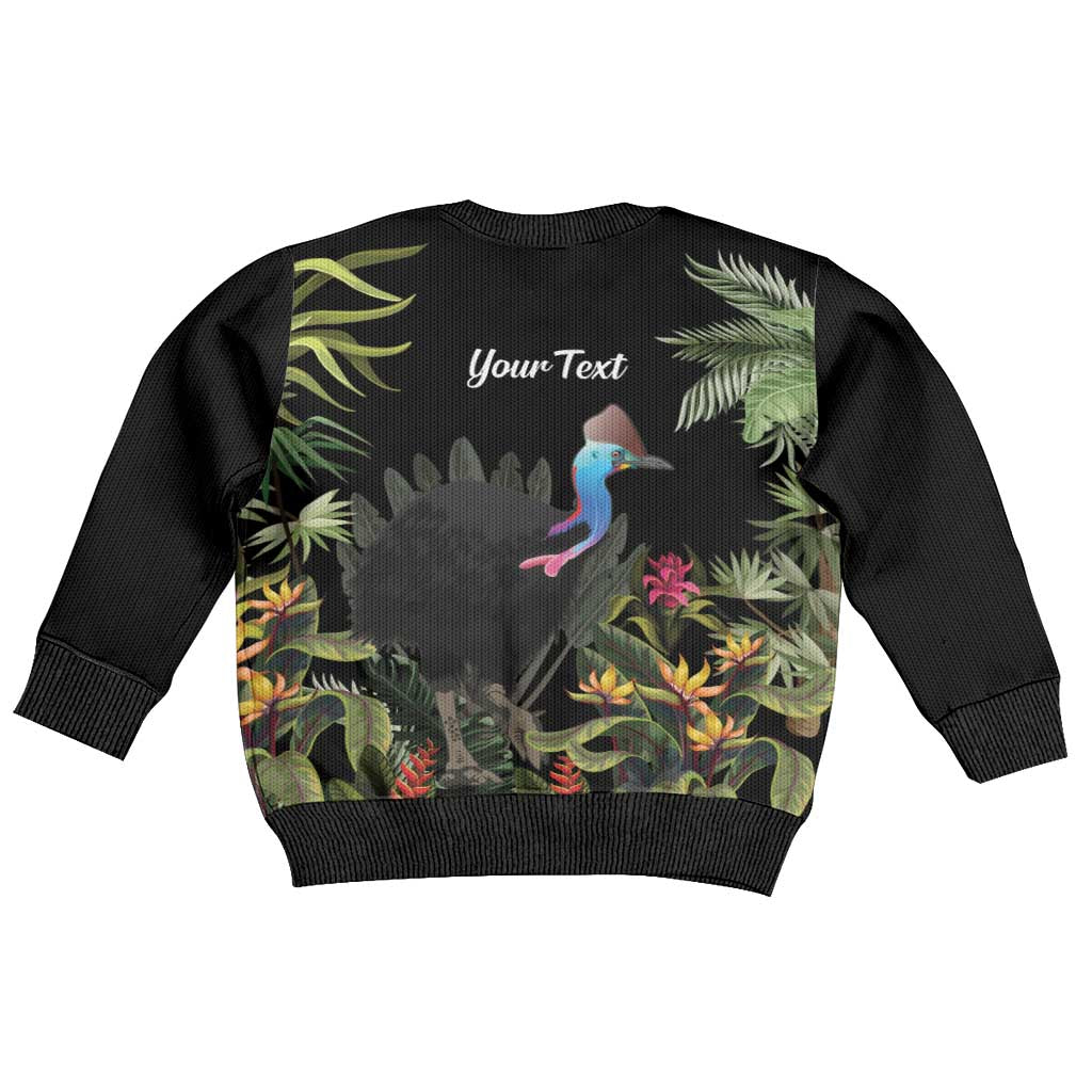 Personalised Australia Cassowary Kid Ugly Christmas Sweater Dinosaur Bird - Rainforest Vibes