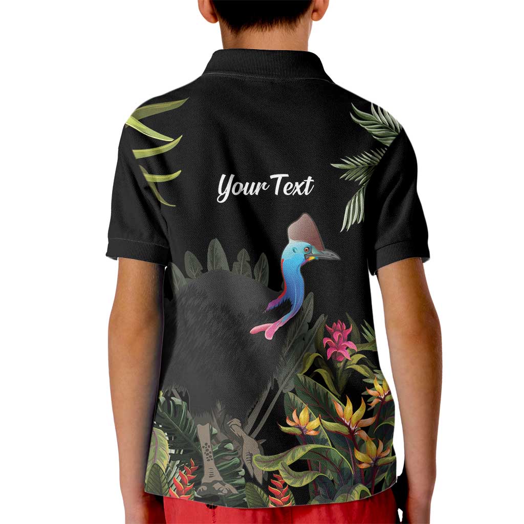 Personalised Australia Cassowary Kid Polo Shirt Dinosaur Bird - Rainforest Vibes