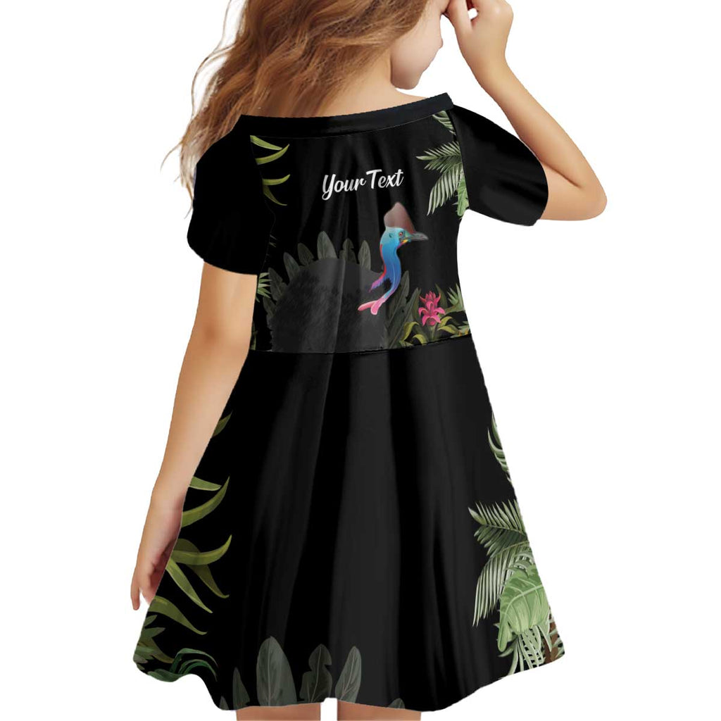 Personalised Australia Cassowary Kid Short Sleeve Dress Dinosaur Bird - Rainforest Vibes