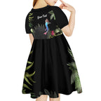 Personalised Australia Cassowary Kid Short Sleeve Dress Dinosaur Bird - Rainforest Vibes