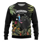 Personalised Australia Cassowary Ugly Christmas Sweater Dinosaur Bird - Rainforest Vibes