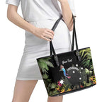 Personalised Australia Cassowary Leather Tote Bag Dinosaur Bird - Rainforest Vibes