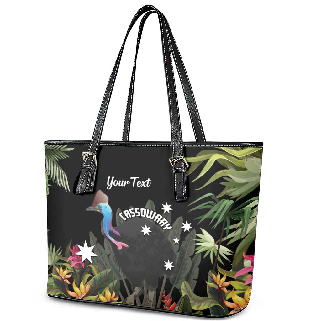 Personalised Australia Cassowary Leather Tote Bag Dinosaur Bird - Rainforest Vibes