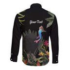 Personalised Australia Cassowary Long Sleeve Button Shirt Dinosaur Bird - Rainforest Vibes