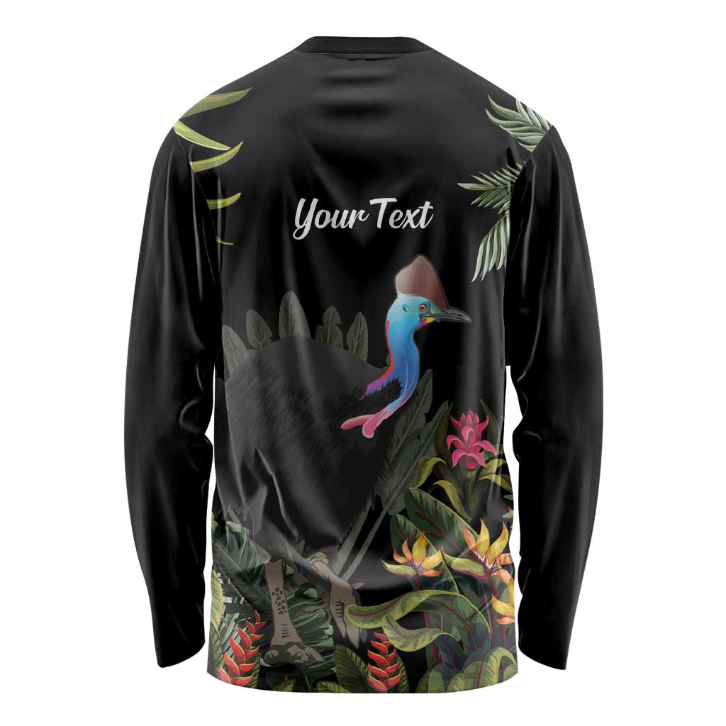 Personalised Australia Cassowary Long Sleeve Shirt Dinosaur Bird - Rainforest Vibes