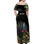 Personalised Australia Cassowary Off Shoulder Maxi Dress Dinosaur Bird - Rainforest Vibes